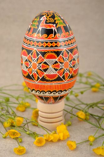 Гусиное пасхальное яйцо расписанное акриловыми красками ручной работы красивое - MADEheart.com