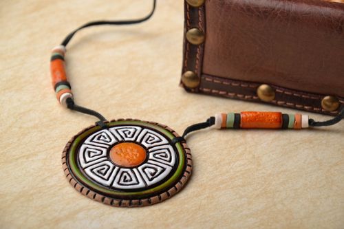 Ceramic pendant in ethnic style - MADEheart.com