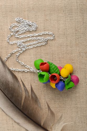 Кулон из полимерной глины украшение ручной работы подвеска из пластики Цветы - MADEheart.com