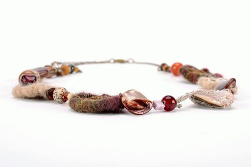 Necklace made from eco-materials with embroidery Fantasy - MADEheart.com