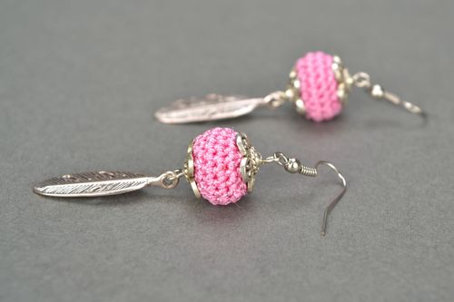 Earrings with pendants in the form of feathers - MADEheart.com