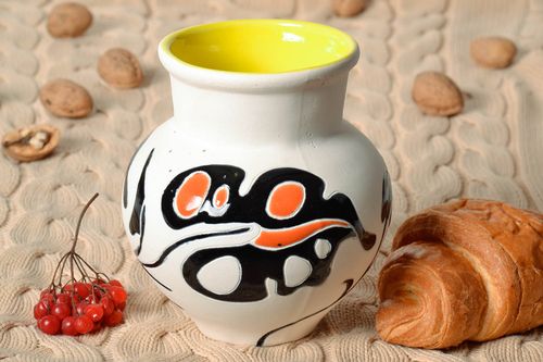 30 oz ceramic milk pitcher in a village-style with Japanese pattern 2 lb - MADEheart.com