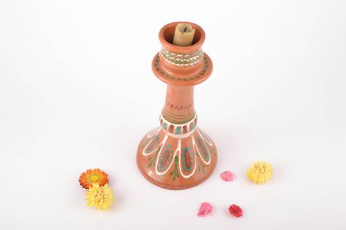 Candelero de arcilla en técnica de flyandrovka - MADEheart.com