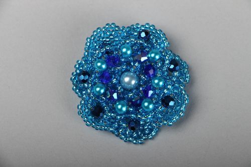 Beaded brooch Blue Flower - MADEheart.com