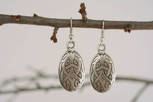 Metal earrings with ethnic pattern - MADEheart.com