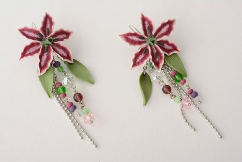 Pendientes de flores de arcilla polimérica - MADEheart.com