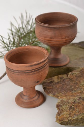Набор рюмок две штуки рюмки ручной работы глиняная посуда керамические рюмки - MADEheart.com