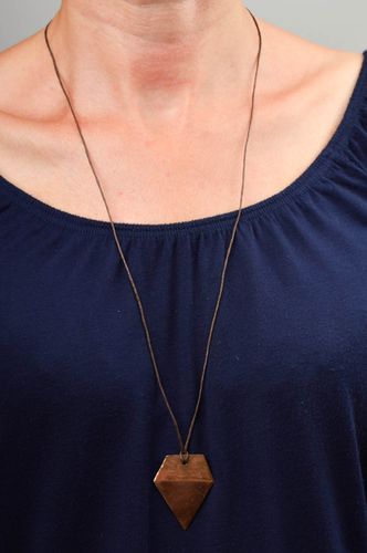 Stylish female pendant unusual copper accessory handmade cute pendant - MADEheart.com