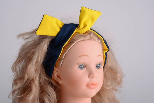 Fita para cabelo Amarela-azul artesanal - MADEheart.com