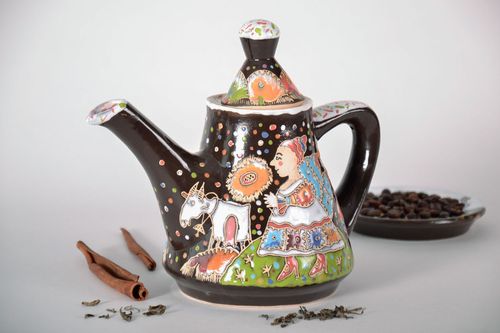 Teapot painted with color enamels - MADEheart.com