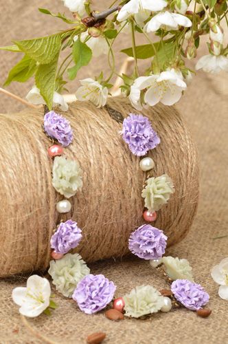 Beautiful gentle handmade designer polymer clay flower necklace Cornflowers - MADEheart.com