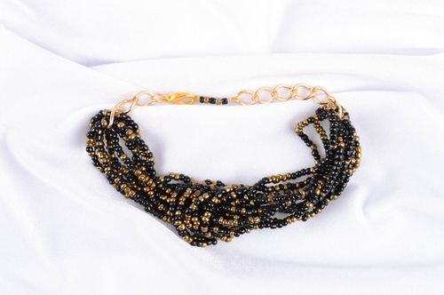 Multi-layer black and golden beads bracelet for her - MADEheart.com