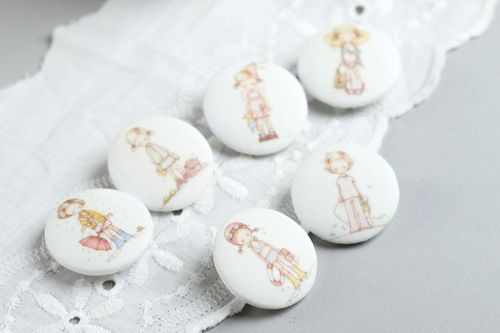 Beautiful handmade fabric button 6 pieces needlework supplies gift ideas - MADEheart.com