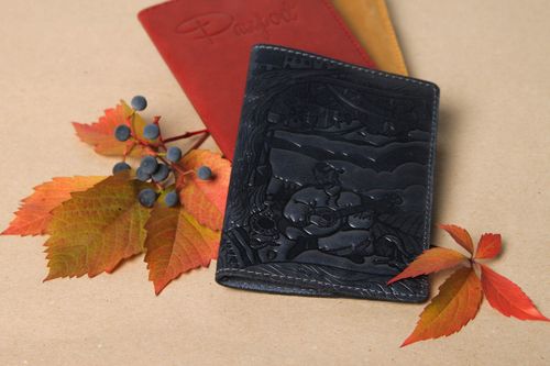 Unusual handmade leather passport cover small gifts handmade accessories - MADEheart.com