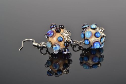 Boucles doreilles boules en verre au chalumeau  - MADEheart.com