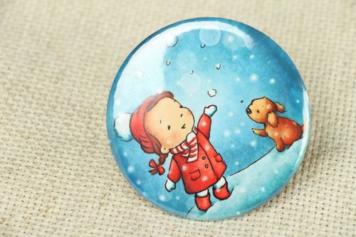 Pocket mirror with winter landscape - MADEheart.com