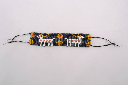 Large bracelet en perles de rocaille avec cerfs - MADEheart.com