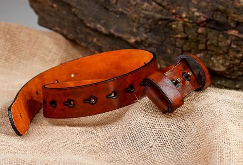 Brown leather belt - MADEheart.com