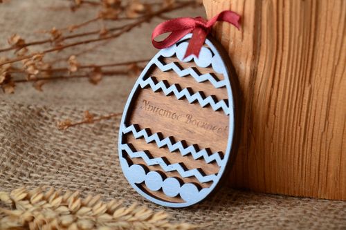 Plywood wall hanging in the shape of pysanka - MADEheart.com