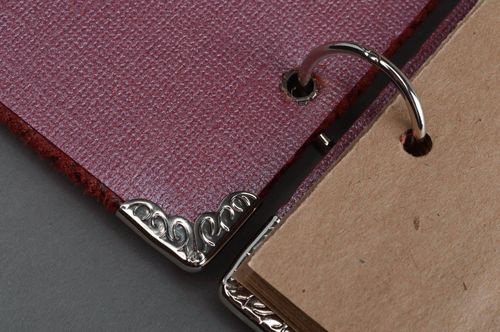 Unusual handmade designer notebook with leather cover made skull in flowers - MADEheart.com