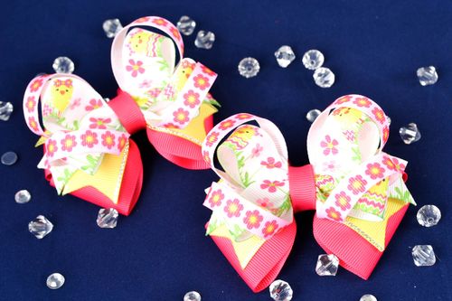 Unusual handmade textile bows jewelry making supplies jewelry findings - MADEheart.com