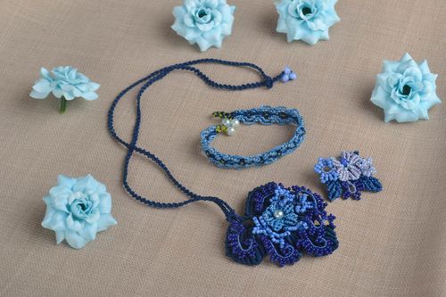 Macrame jewelry woven accessories handmade bracelet designer necklace and brooch - MADEheart.com