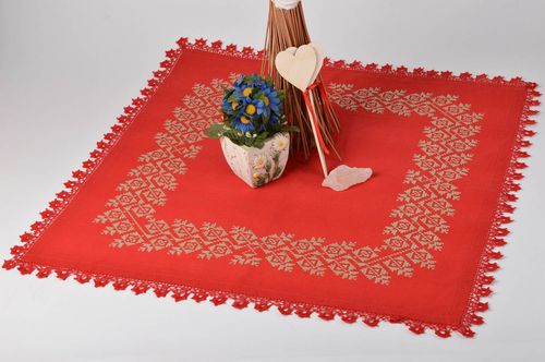 Stoffserviette rot handgemacht Tisch Dekor originell Serviette aus Stoff - MADEheart.com