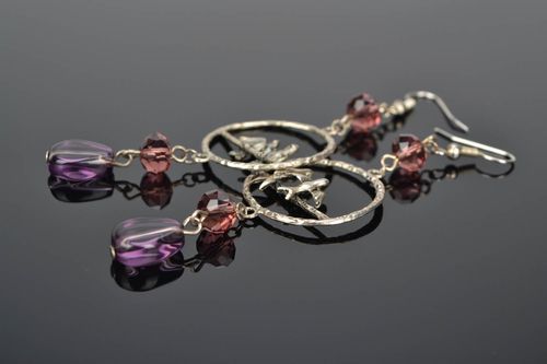 Long earrings with crystal Birds - MADEheart.com