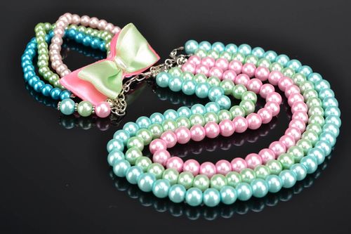 Set de bijoux collier et bracelet en perles de verre fait main pratique - MADEheart.com