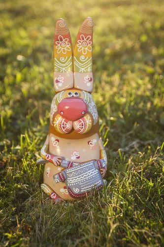 Statuetta lepre di argilla fatta a mano Figurina decorativa in ceramica  - MADEheart.com