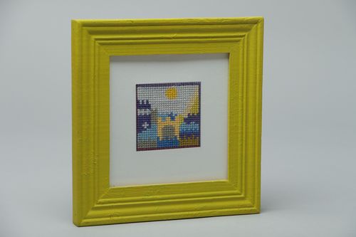 Cross stitch embroidered picture in frame - MADEheart.com