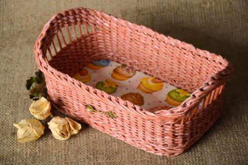 Stylish handmade woven basket paper basket newspaper craft kitchen design - MADEheart.com