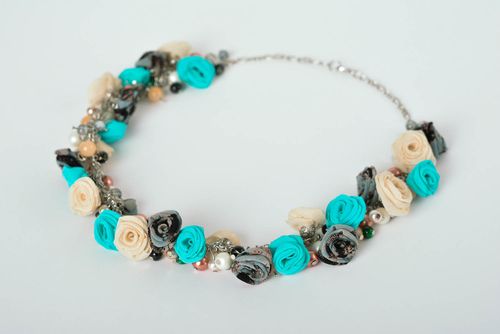 Handmade chiffon necklace unusual evening accessory beautiful jewelry - MADEheart.com