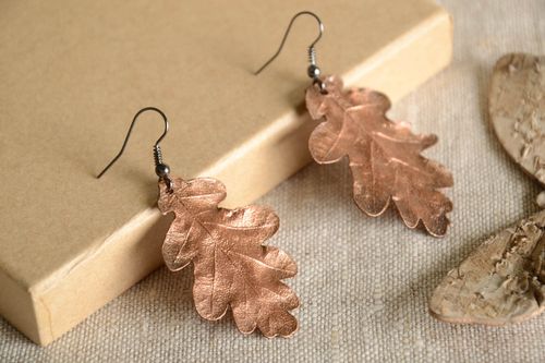 Pendientes hechos a mano de cobre bisutería fina regalo original Hojas - MADEheart.com