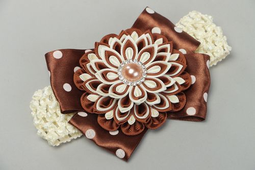 Bandeau en tissu avec fleurs en rubans de reps accessoire de coiffure pour fille - MADEheart.com