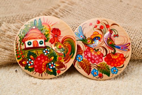 Handmade Dekoartikel für Küche mit Bemalung Kühlschrank Magnete Holz Souvenirs - MADEheart.com