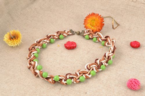 Woven polymer clay necklace - MADEheart.com