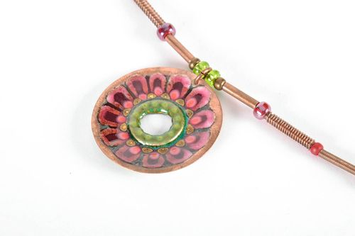 Emaillierter Anhänger aus Kupfer Blume - MADEheart.com