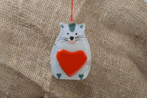 Pendente d arredo in vetro fatto a mano decorazioni di casa di vetrata gatto - MADEheart.com