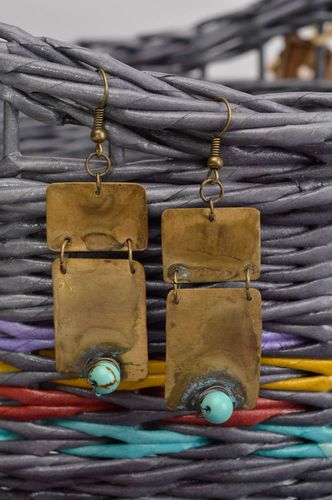 Handmade earrings unusual accessories designer jewelry copper earrings - MADEheart.com