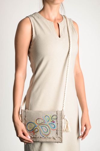 Ethnic bag linen bags with embroidery handmade stylish bags shoulder bags - MADEheart.com