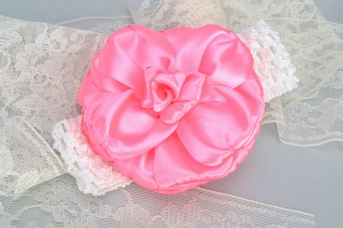 Bandeau cheveux kanzashi avec grande fleur fait main accessoire pour enfant - MADEheart.com