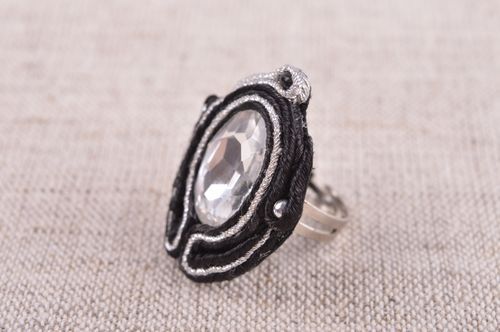 Stylish handmade textile ring soutache ring costume jewelry fashion tips - MADEheart.com