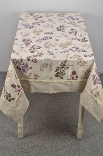 Handmade cotton and polyamide tablecloth with floral print - MADEheart.com