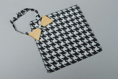 Papillon con fazzoletto fatto a mano cravatta a farfalla di legno da uomo - MADEheart.com