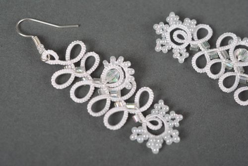 Damen Ohrringe Schmuck handgemacht Designer Schmuck Accessoires für Frauen weiß - MADEheart.com