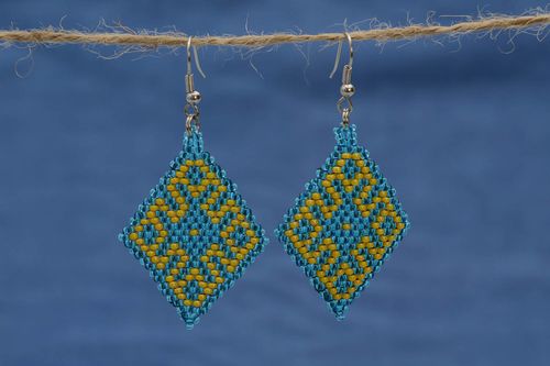 Handmade beaded earrings long earrings with charms seed beads accessories - MADEheart.com