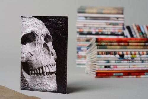 Handmade artificial leather passport cover with print Relic - MADEheart.com