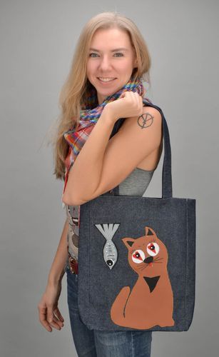 Mala de tecido de denim artesanal  - MADEheart.com