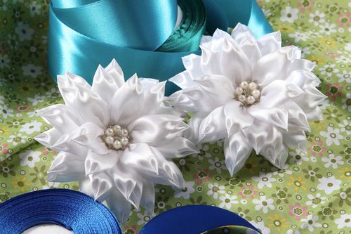 Handmade hair ties kanzashi flowers hair accessories for girl  hair ornaments - MADEheart.com